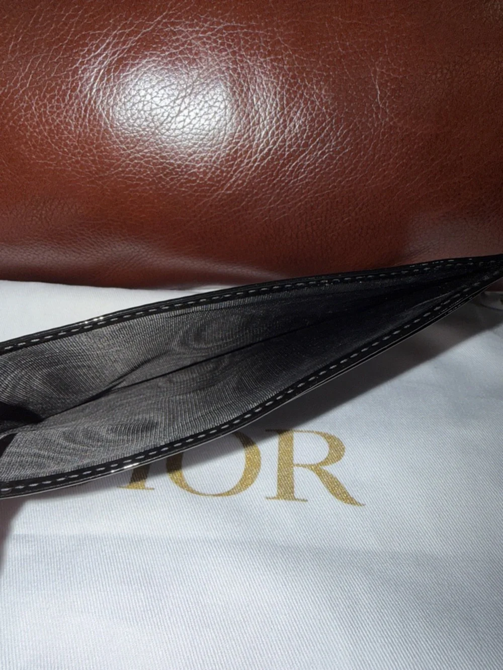‼️Authentic Christian Dior Black Patent Leather Zip Wallet Card Holder Pouch